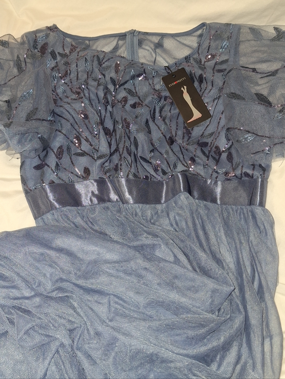 Ever Pretty Light Blue Embroidered Maxi Dress